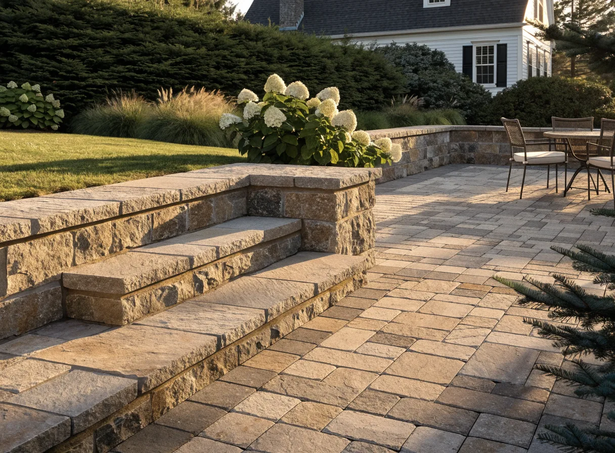 Finished residential patio and hardscape installation