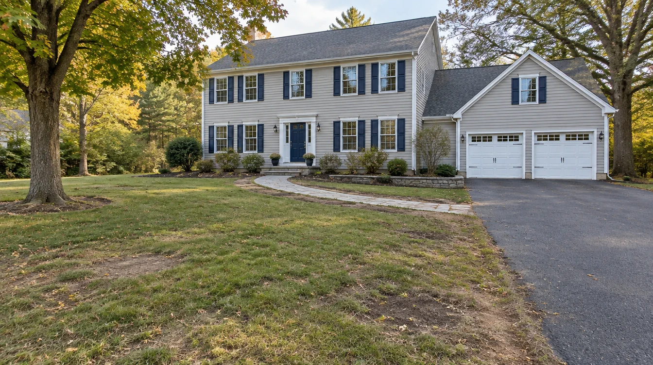 Conceptual example of a property before professional lawn renovation
