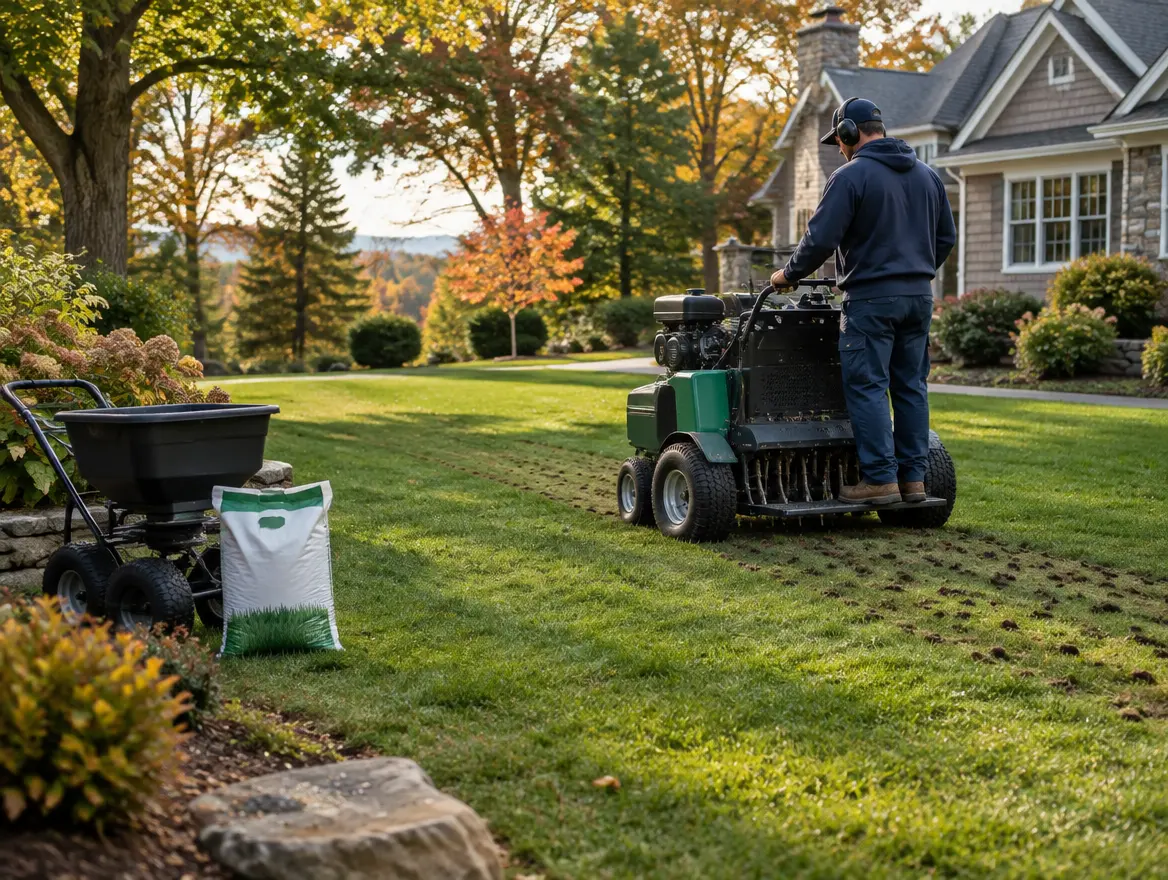 Professional core aeration and overseeding service