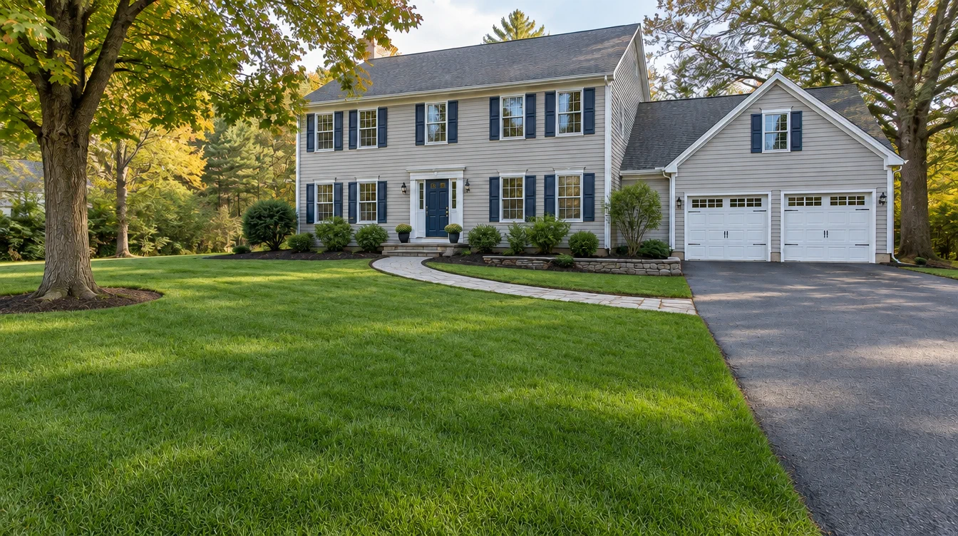 Conceptual example of the same property after professional lawn renovation